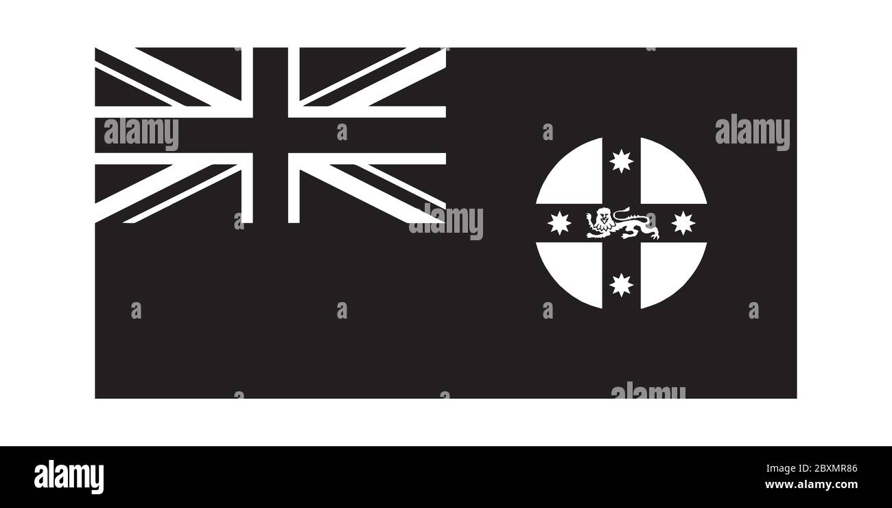 New South Wales NSW state Flag Australia. File vettoriale EPS in bianco e nero. Illustrazione Vettoriale