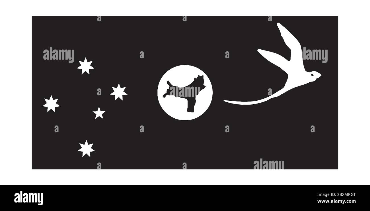 Bandiera del territorio di Natale Isola Australia. Bandiera di Stato Australia. File vettoriale EPS in bianco e nero. Illustrazione Vettoriale