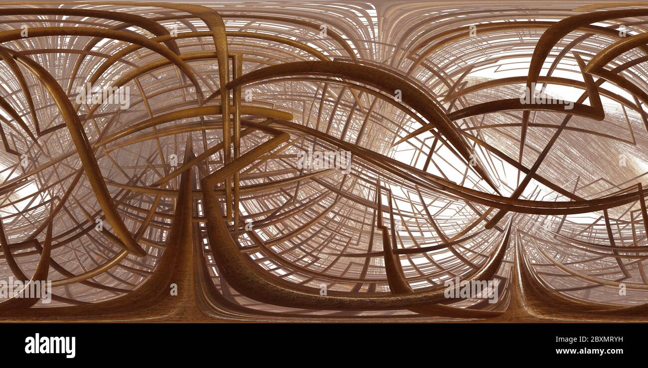 Mappa HDRI 8K, sfondo panorama dell'ambiente sferico, rendering della sorgente luminosa astratta (illustrazione equirettangolare 3d) Foto Stock