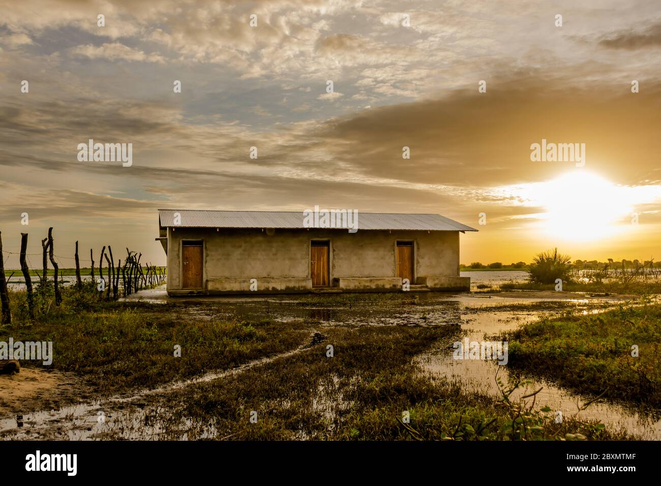 Tramonto sul delta del Tana Foto Stock