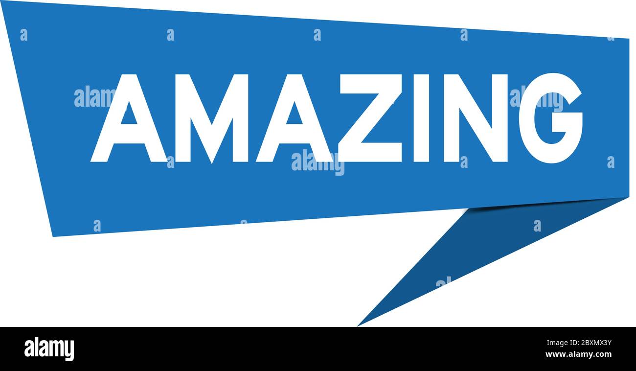 Banner vocale in carta blu con parole sorprendenti su sfondo bianco (Vector) Illustrazione Vettoriale