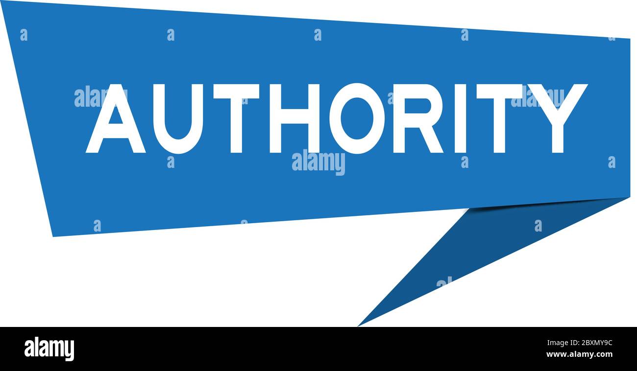 Banner vocale in carta blu con autorità di parola su sfondo bianco (vettore) Illustrazione Vettoriale