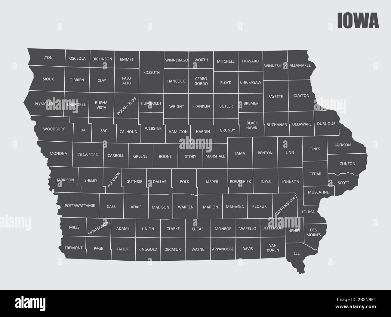 Mappa della contea di Iowa Illustrazione Vettoriale