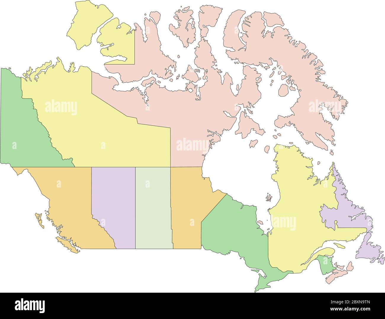 Canada - Mappa politica modificabile e molto dettagliata. Illustrazione Vettoriale