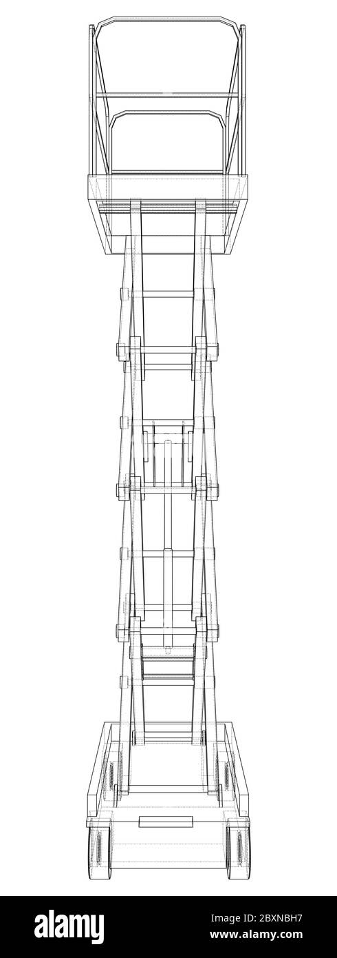 Profilo del concetto di sollevamento a forbice. Vettore Illustrazione Vettoriale