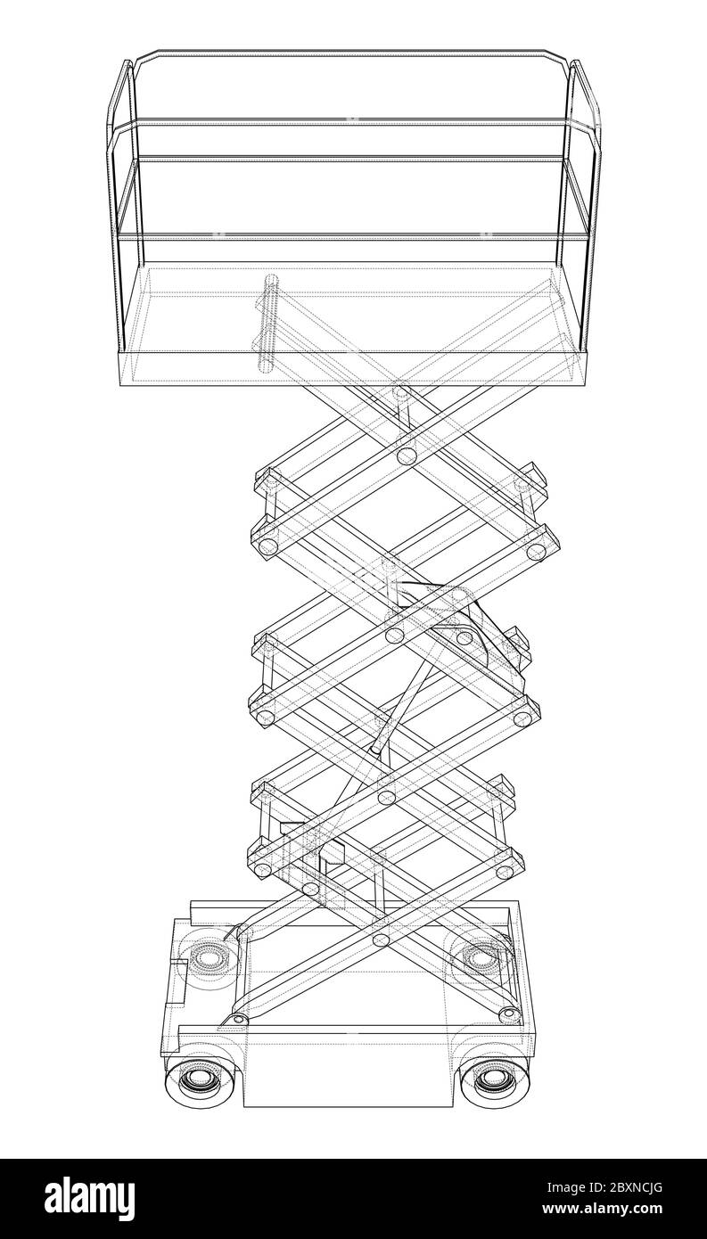 Profilo del concetto di sollevamento a forbice. Vettore Illustrazione Vettoriale