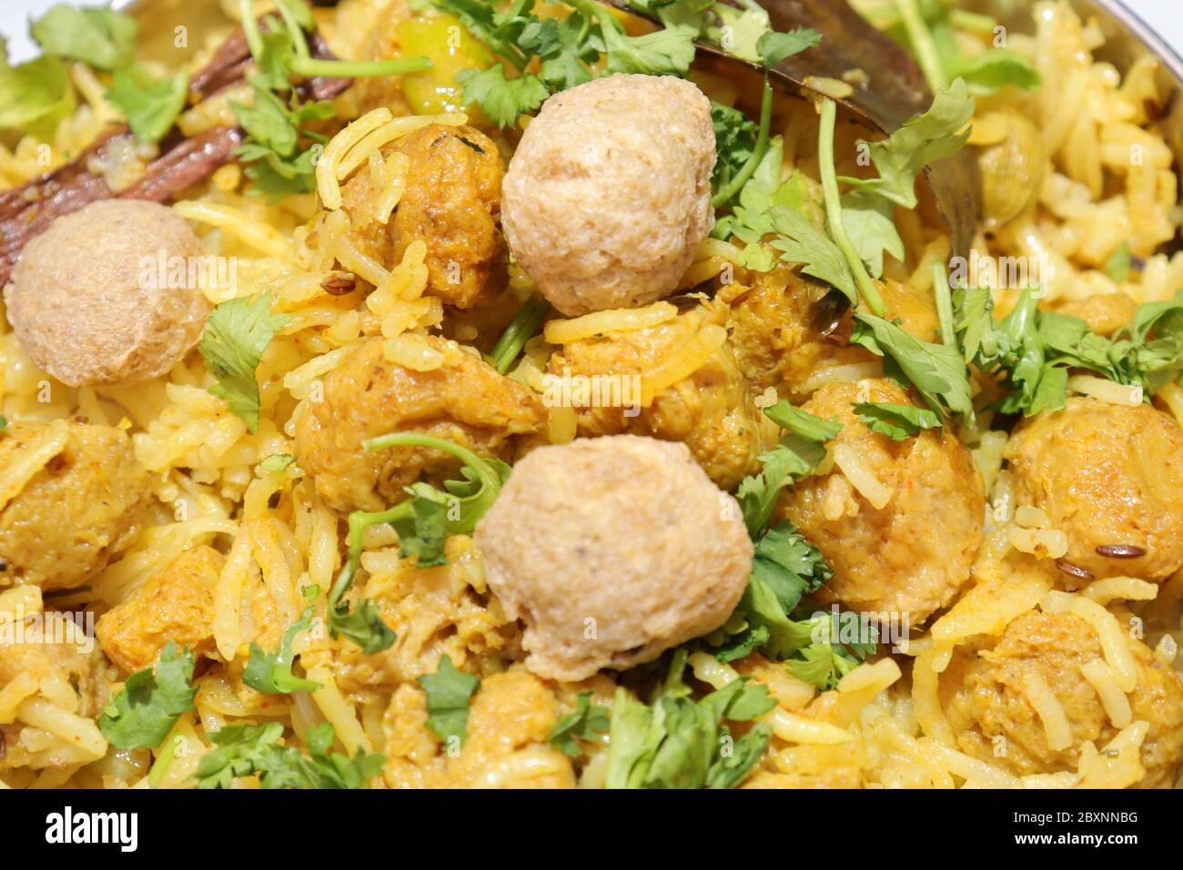 Briyani di soia isolati su sfondo bianco Foto Stock