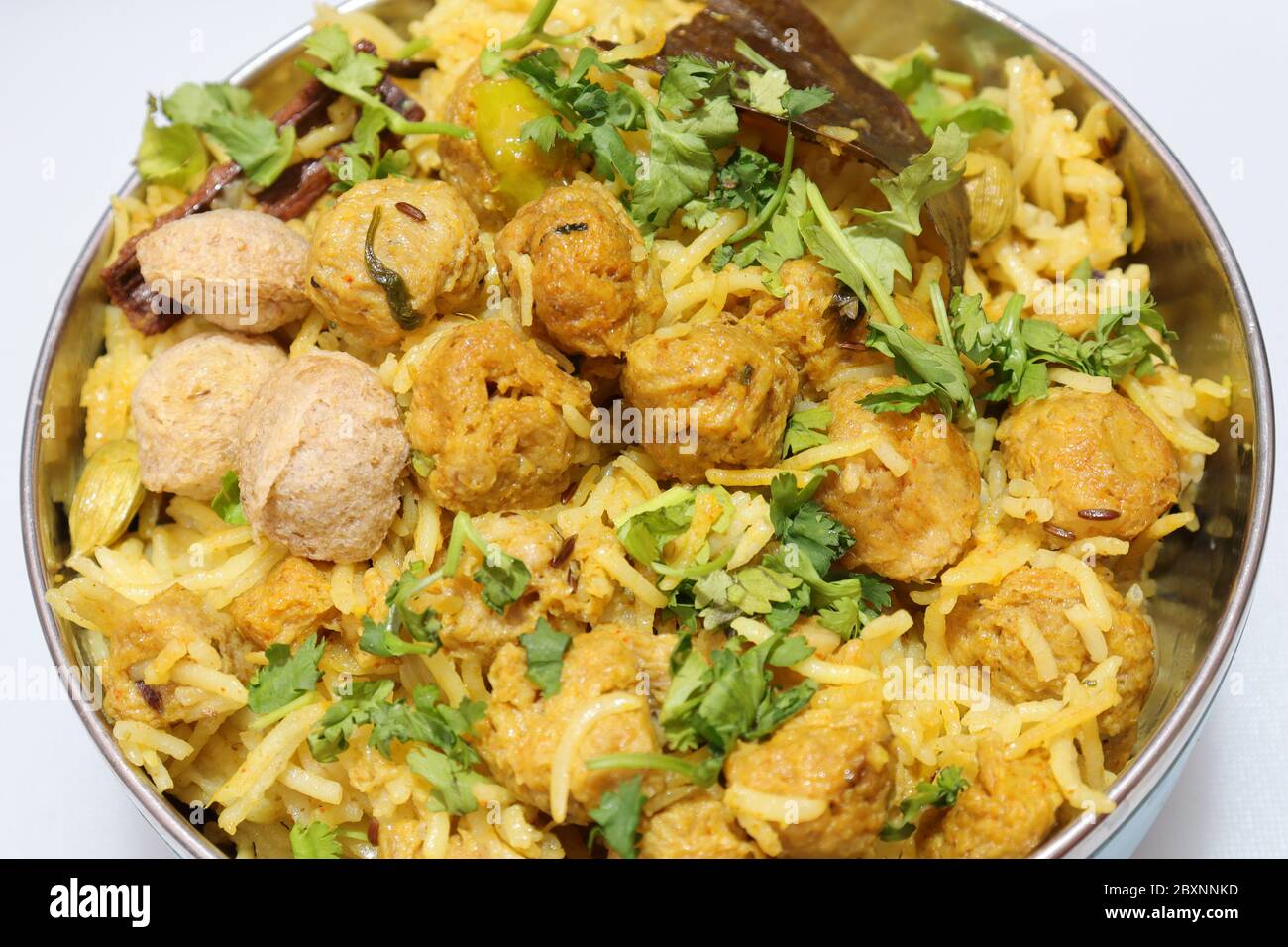 Briyani di soia isolati su sfondo bianco Foto Stock