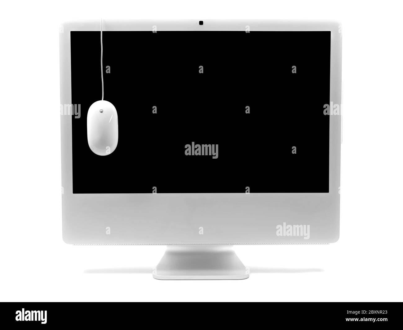Un computer desktop isolato su sfondo bianco Foto Stock