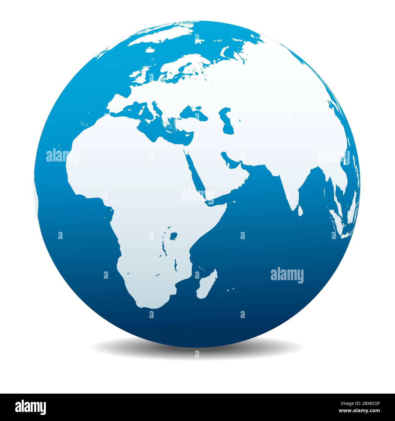 Africa, Medio Oriente, Arabia e India. Icona Mappa vettoriale del globo mondiale, Terra. Tutti gli elementi si trovano su singoli livelli nel file vettoriale. Illustrazione Vettoriale