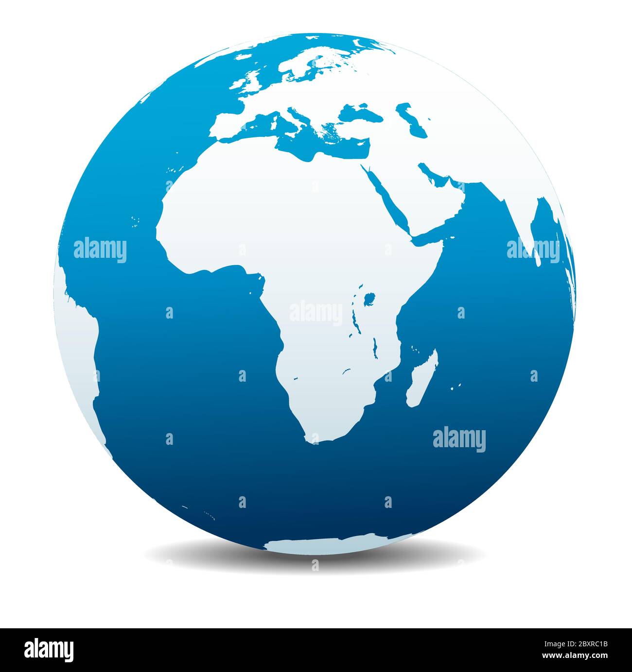 Africa, Arabia. Icona Mappa vettoriale del globo mondiale, Terra. Tutti gli elementi si trovano su singoli livelli nel file vettoriale. Illustrazione Vettoriale