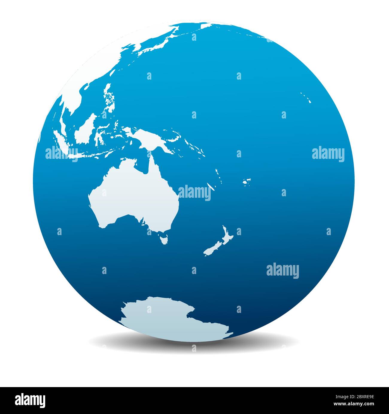 Australia e Nuova Zelanda. Icona Mappa vettoriale del globo mondiale, Terra. Tutti gli elementi si trovano su singoli livelli nel file vettoriale. Illustrazione Vettoriale