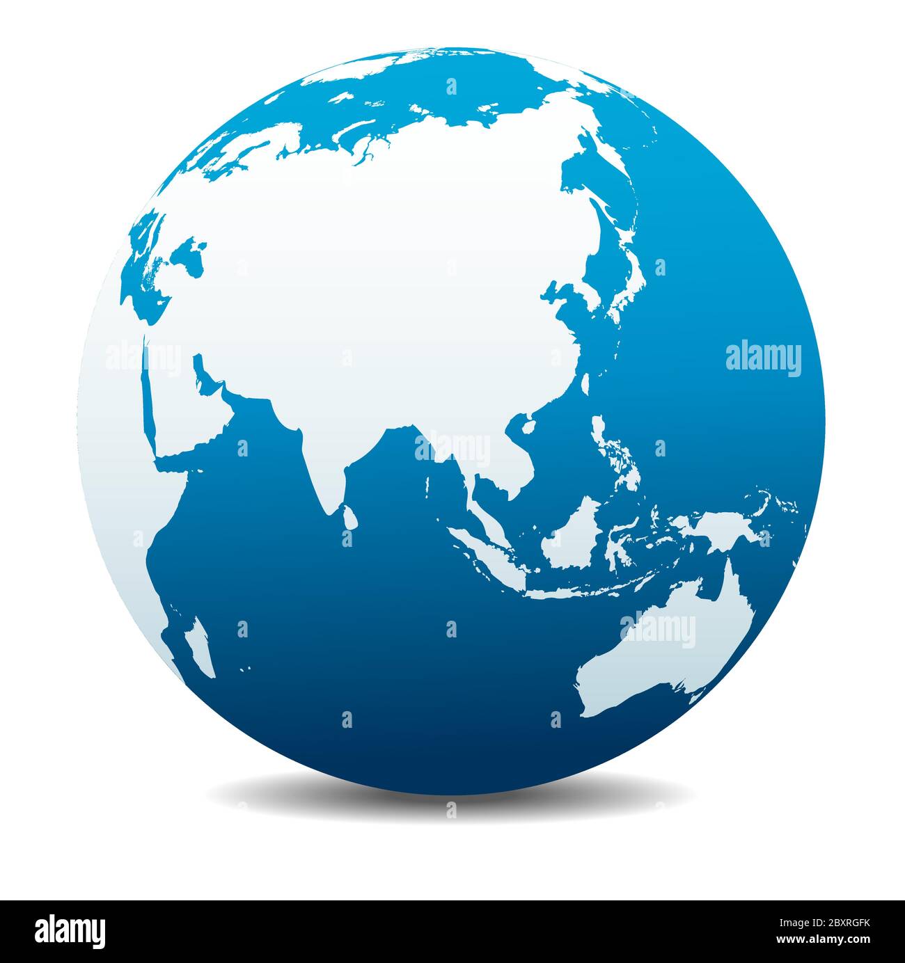 Cina e Asia. Icona Mappa vettoriale del globo mondiale, Terra. Tutti gli elementi si trovano su singoli livelli nel file vettoriale. Illustrazione Vettoriale