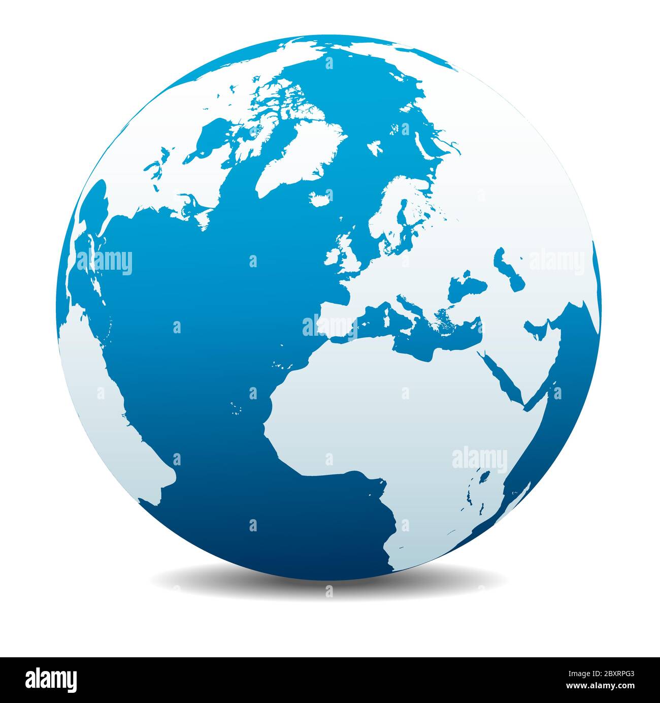 Europa, Russia e Africa, icona della mappa vettoriale del globo mondiale, Terra. Tutti gli elementi si trovano su singoli livelli nel file vettoriale. Illustrazione Vettoriale