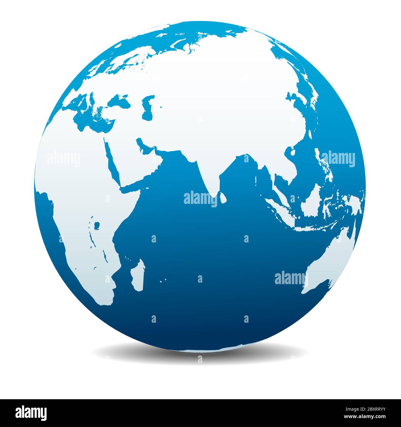 India, Africa, Cina, Oceano Indiano. Icona Mappa vettoriale del globo mondiale, Terra. Tutti gli elementi si trovano su singoli livelli nel file vettoriale. Illustrazione Vettoriale