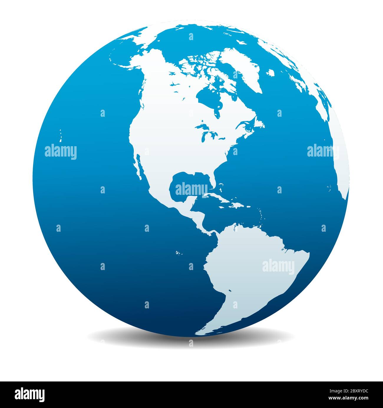 Nord e Sud America. Icona Mappa vettoriale del globo mondiale, Terra. Tutti gli elementi si trovano su singoli livelli nel file vettoriale. Illustrazione Vettoriale