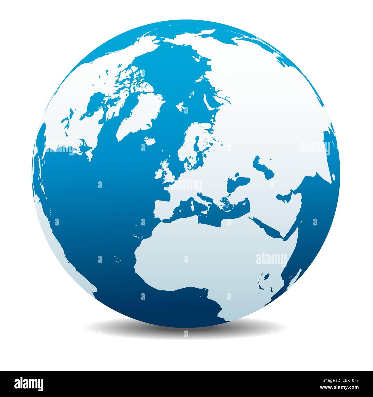 Polo Nord Europa Top of the World, icona della mappa vettoriale del globo mondiale, Terra. Tutti gli elementi si trovano su singoli livelli nel file vettoriale. Illustrazione Vettoriale