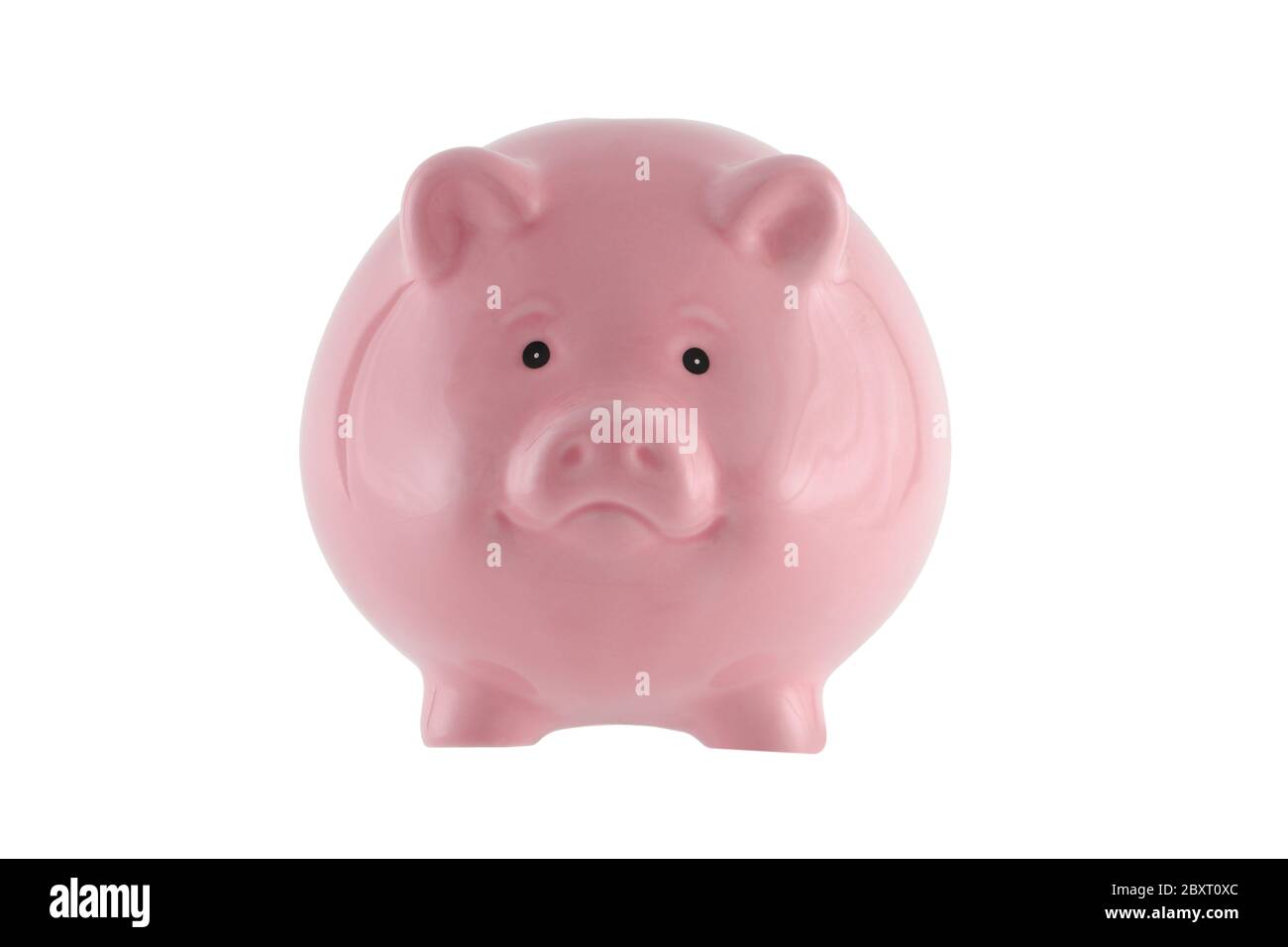 Piggy bank rosa isolato su bianco con percorso di ritaglio Foto Stock