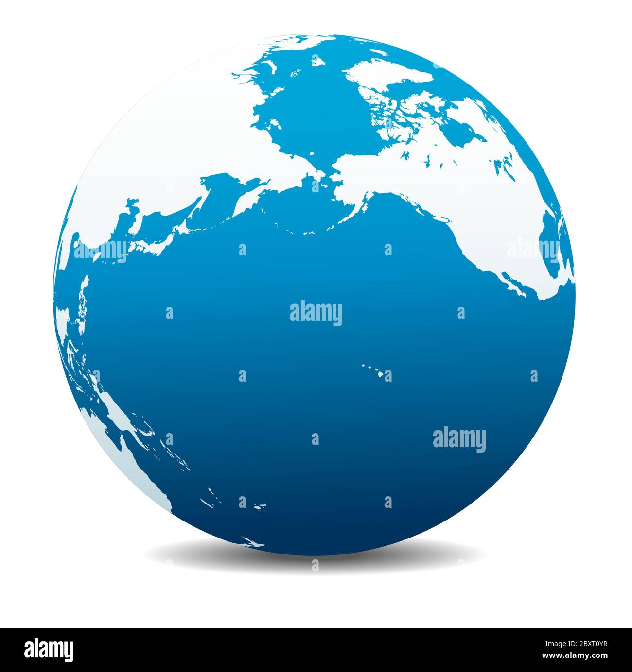 Pacific Rim Nord America, Canada, Siberia Russia e Hawaii. Icona Mappa vettoriale del globo mondiale, Terra. Illustrazione Vettoriale