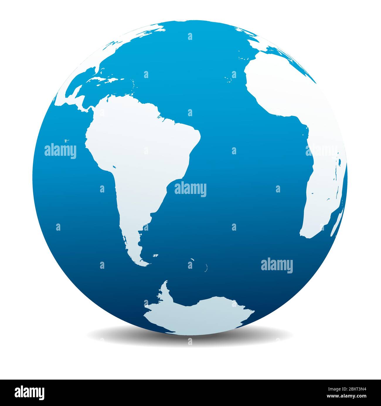 Sud America e Africa icona della mappa vettoriale del globo mondiale, Terra. Tutti gli elementi si trovano su singoli livelli nel file vettoriale. Illustrazione Vettoriale