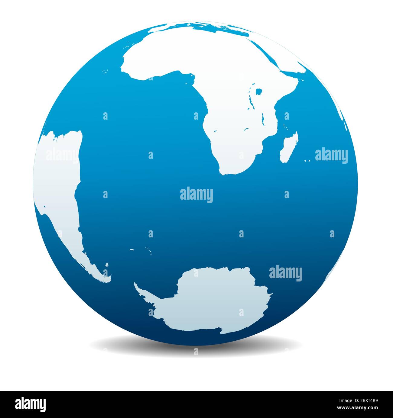 Sudafrica, Madagascar, America del Sud e Antartide, Polo Sud. Icona Mappa vettoriale del globo mondiale, Terra. Tutti gli elementi sono su livelli individuali. Illustrazione Vettoriale