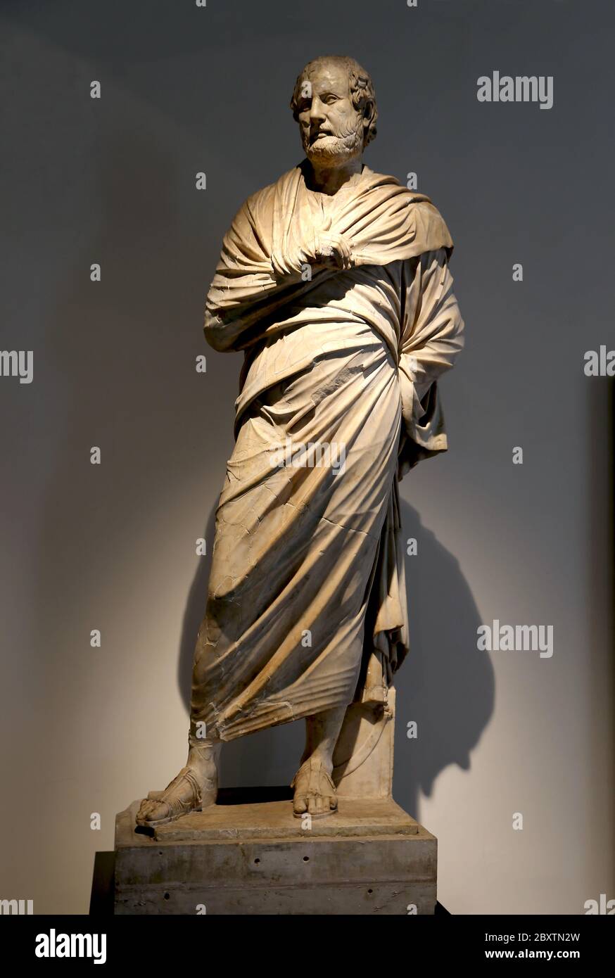 Aeschines (390-314 a.C.), oratore ateniese, politico. Statua romana del i secolo a.C. Villa dei Papiri, Ercolano. Museo di Napoli, Italia. Foto Stock