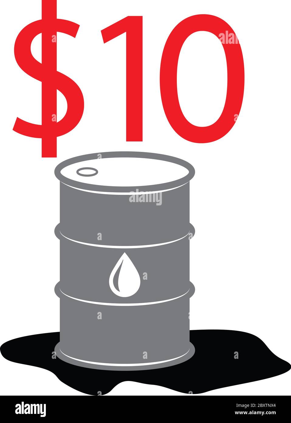 Vettore illustrazione di barili di petrolio greggio in un mercato dell'orso Foto Stock