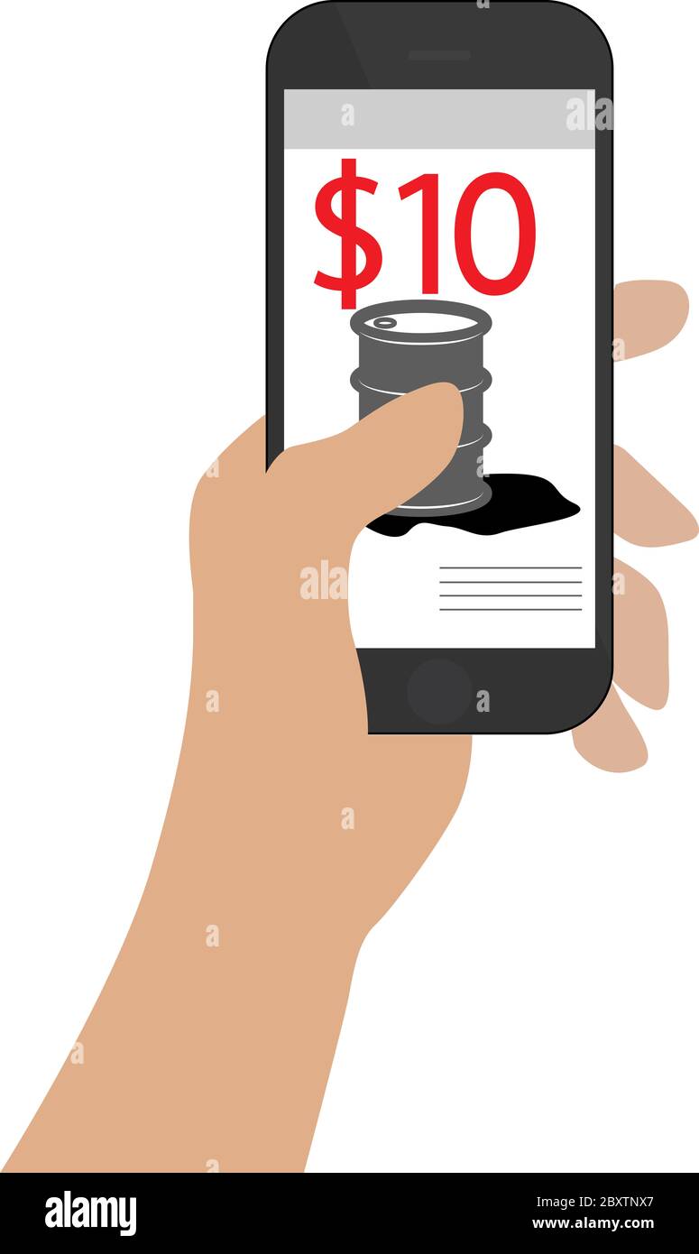 Vettore illustrazione di barili di petrolio greggio in un mercato dell'orso Foto Stock