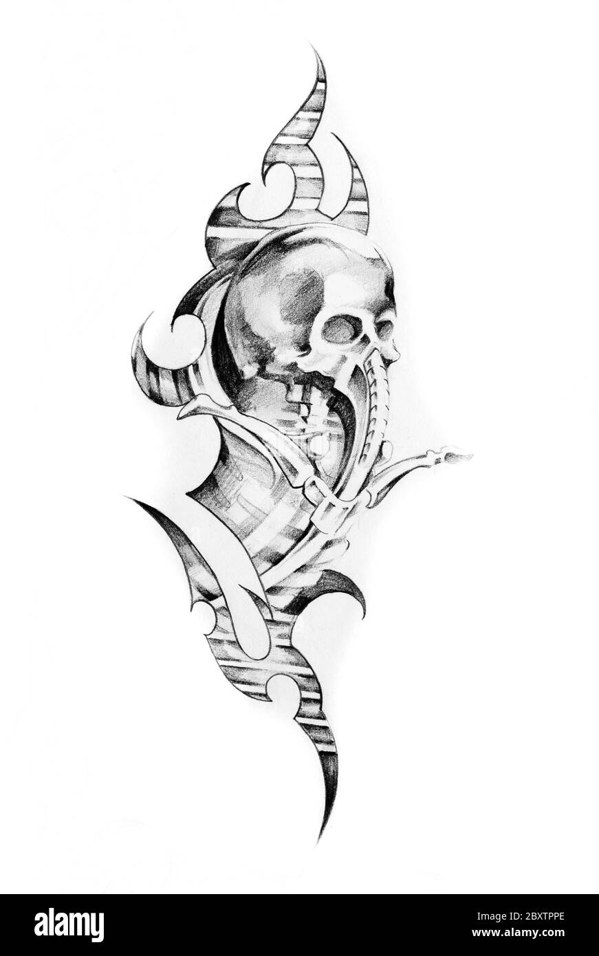 Schizzo di arte del tatuaggio, monster Foto Stock