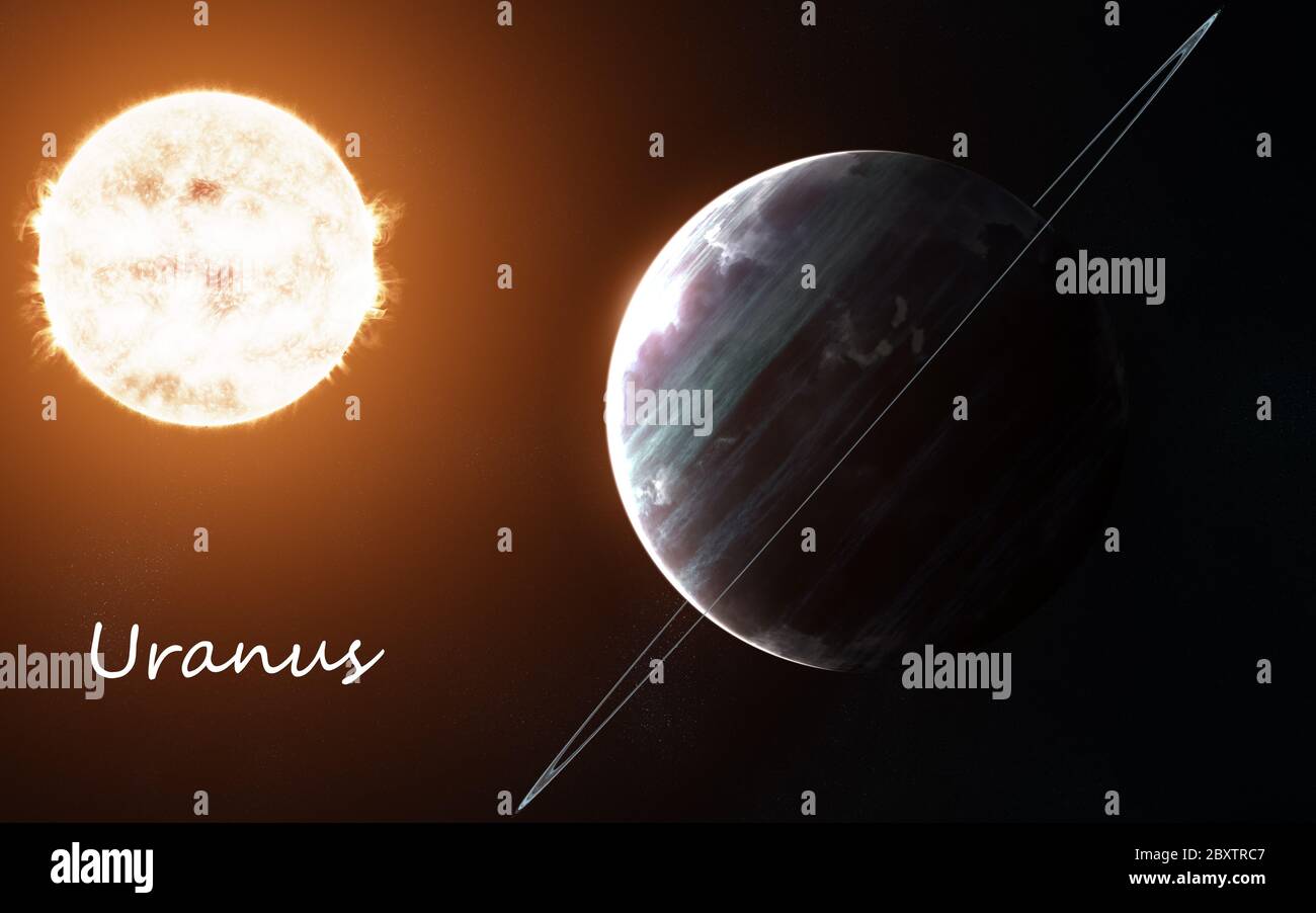 Urano sullo sfondo del sistema solare solare Foto Stock