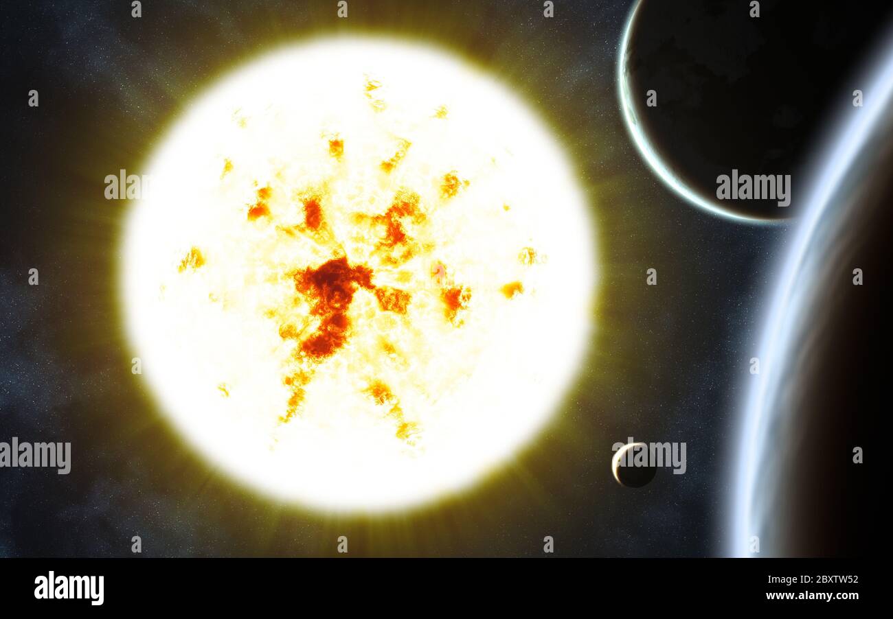Sistema solare. Sole. Stella gigante rossa e pianeti Foto Stock