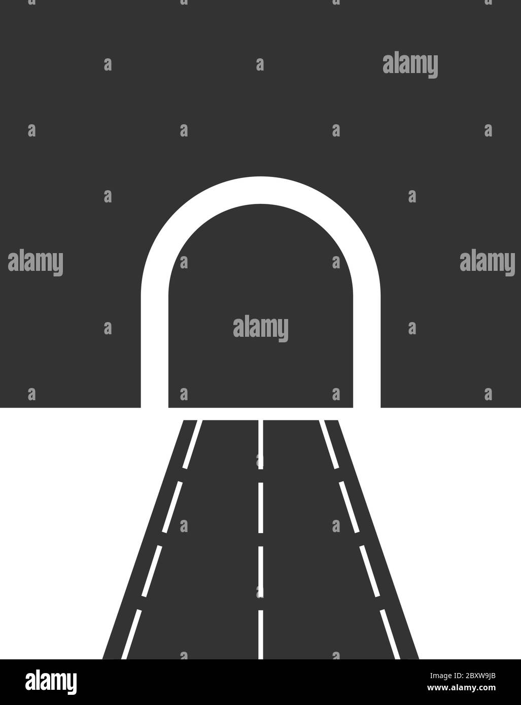 Tunnel stradale. Icona nera piatta su sfondo bianco Illustrazione Vettoriale