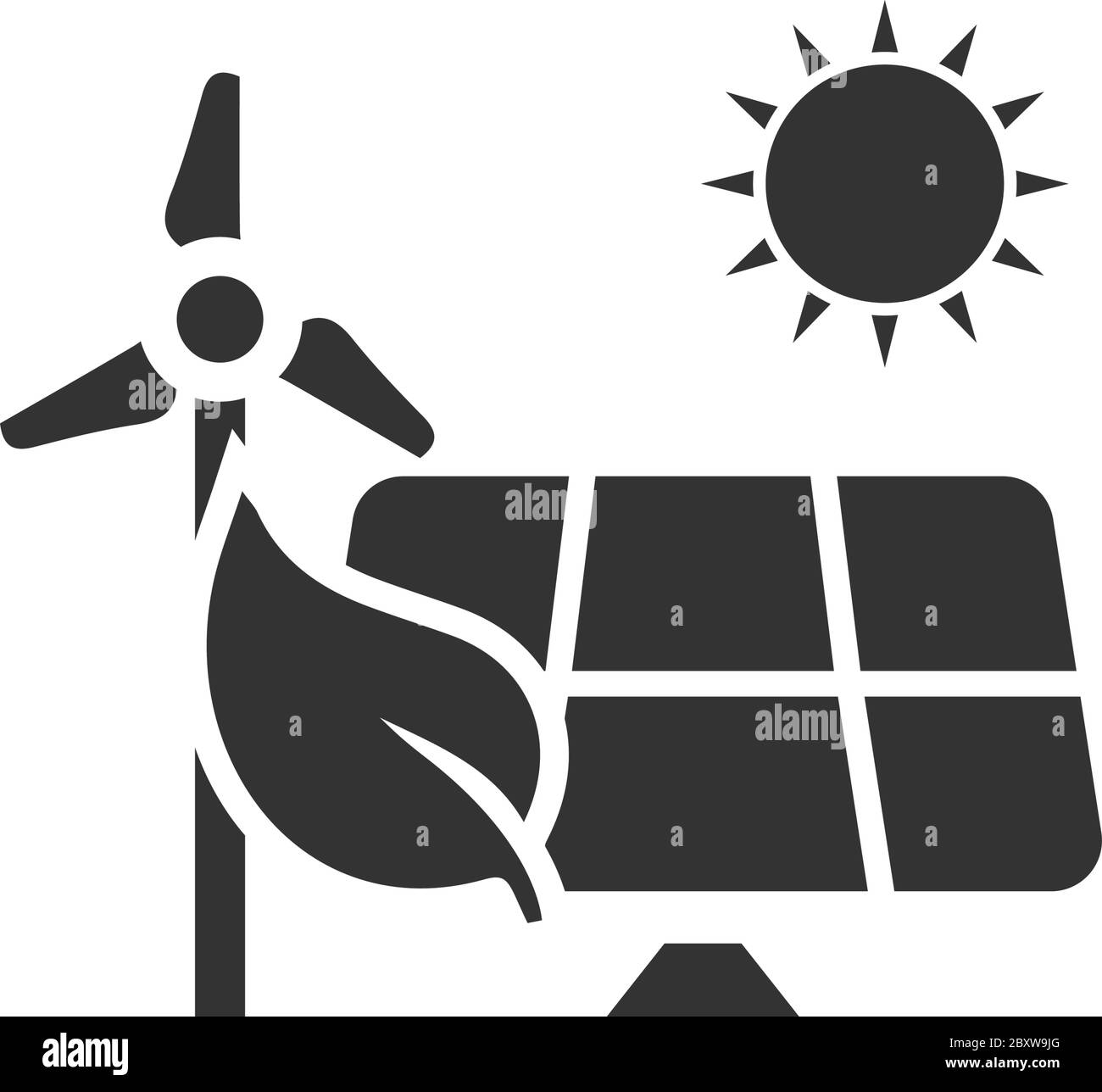 Potenza eco. Icona nera piatta su sfondo bianco Illustrazione Vettoriale