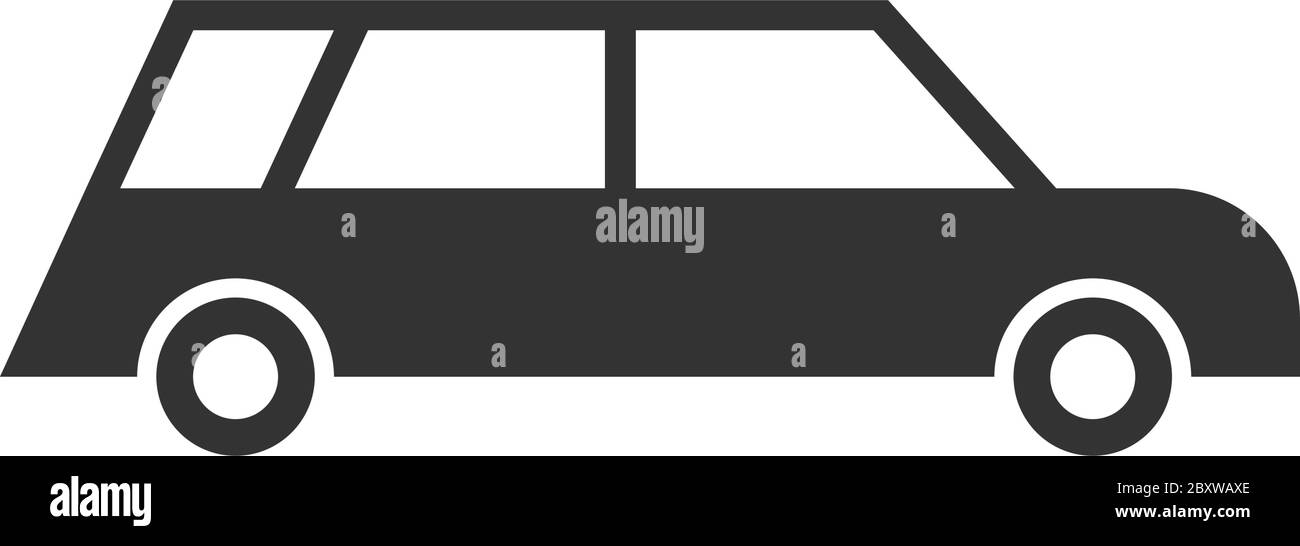 Auto per passeggeri. Icona nera piatta su sfondo bianco Illustrazione Vettoriale