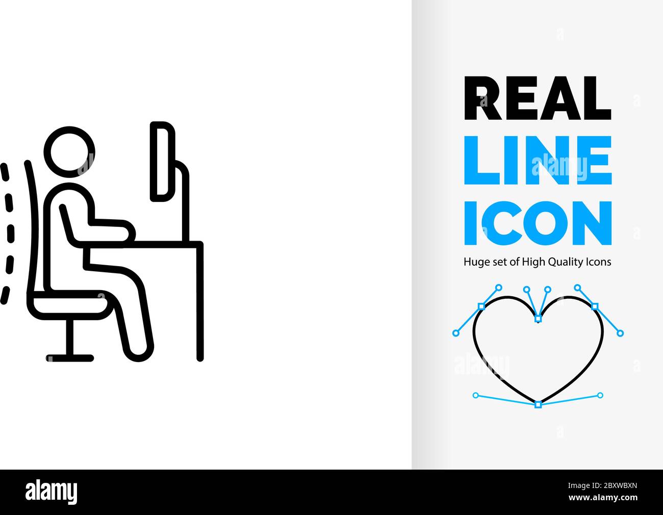 Icona della linea modificabile di una postura ergonomica corretta Illustrazione Vettoriale