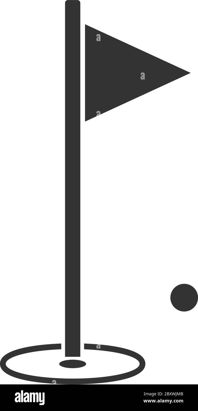 Bandiera di golf. Icona nera piatta su sfondo bianco Illustrazione Vettoriale
