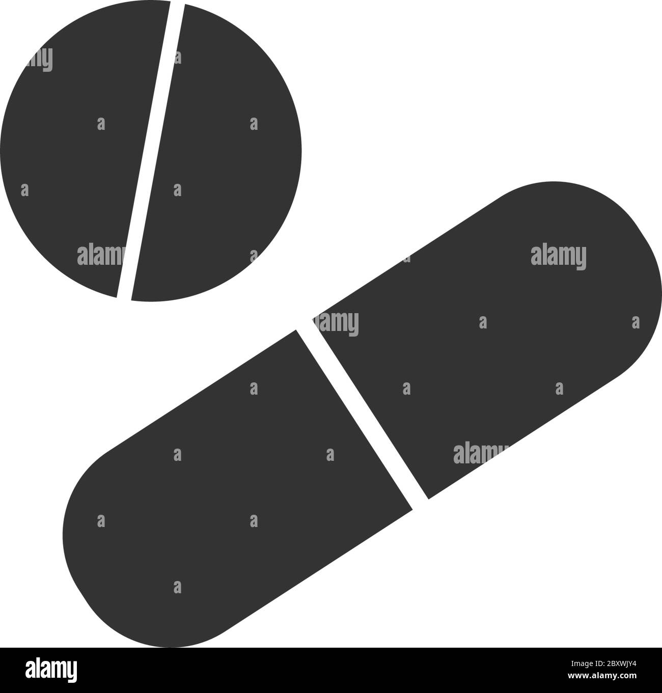 Pillole. Icona nera piatta su sfondo bianco Illustrazione Vettoriale