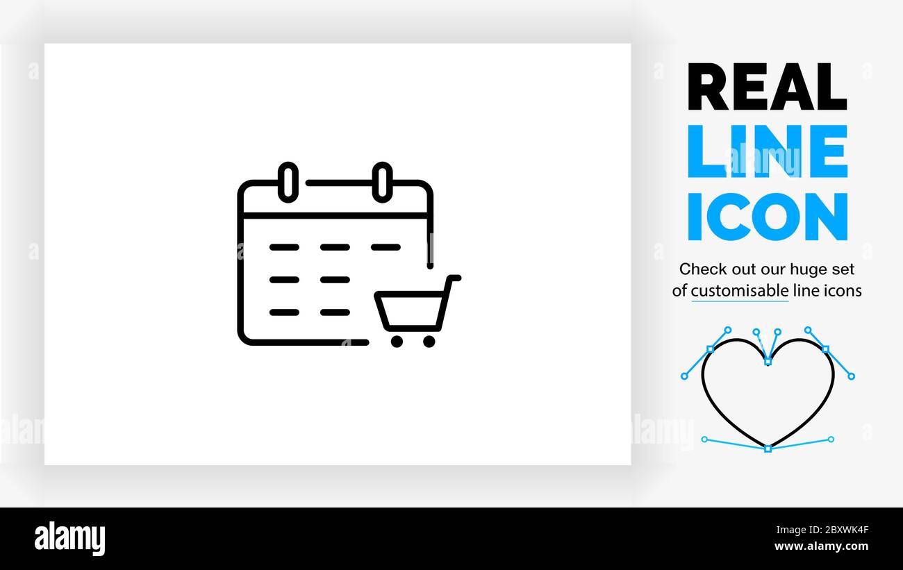 Icona della riga modificabile di un calendario del carrello Illustrazione Vettoriale