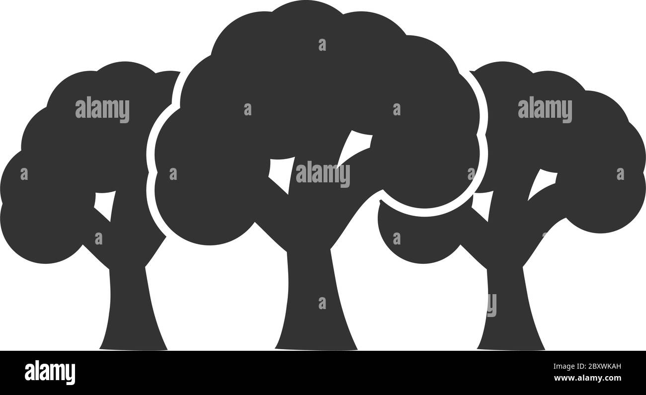 Foresta. Icona nera piatta su sfondo bianco Illustrazione Vettoriale