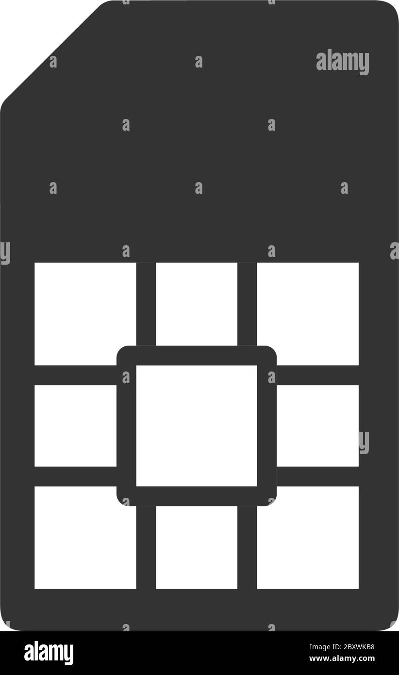 Scheda SIM. Icona nera piatta su sfondo bianco Illustrazione Vettoriale