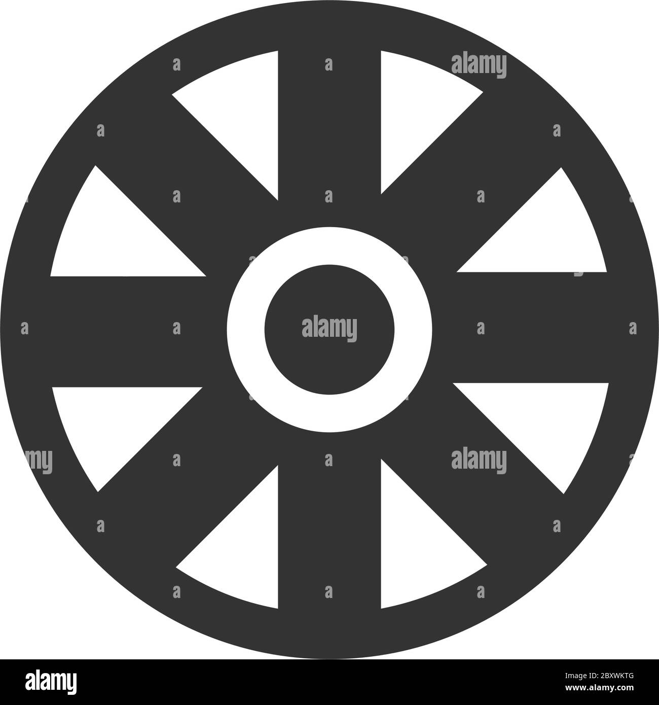 Ruota del carrello. Icona nera piatta su sfondo bianco Illustrazione Vettoriale