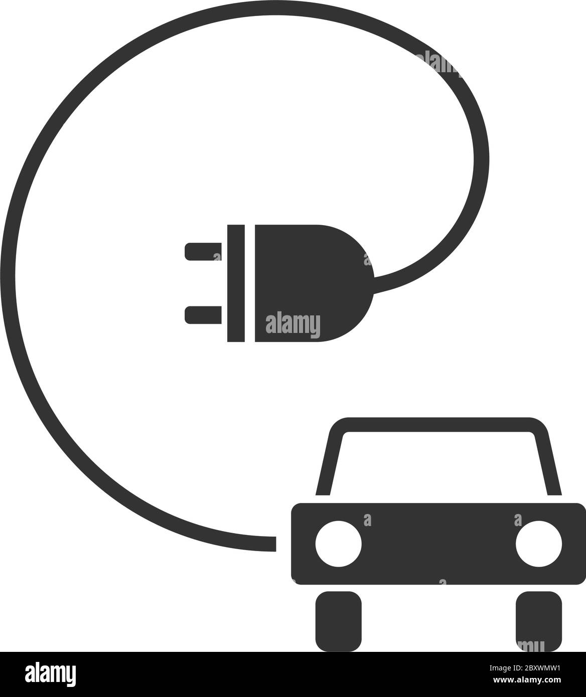 Auto elettrica. Icona nera piatta su sfondo bianco Illustrazione Vettoriale