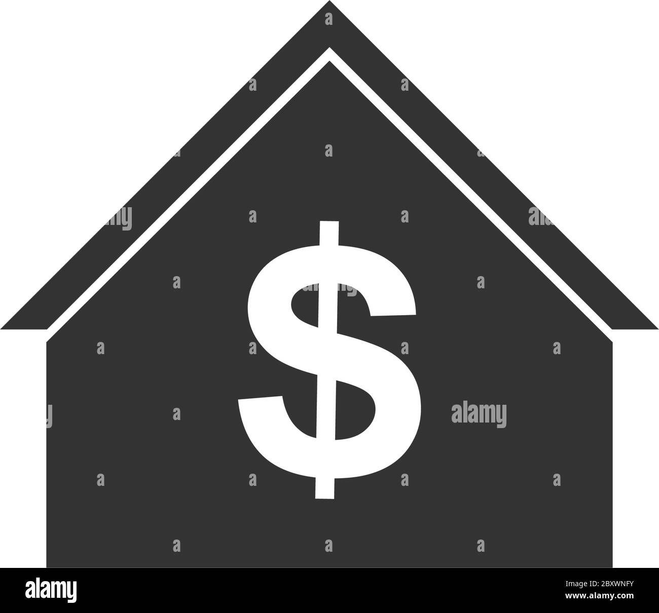 Casa del dollaro. Icona nera piatta su sfondo bianco Illustrazione Vettoriale