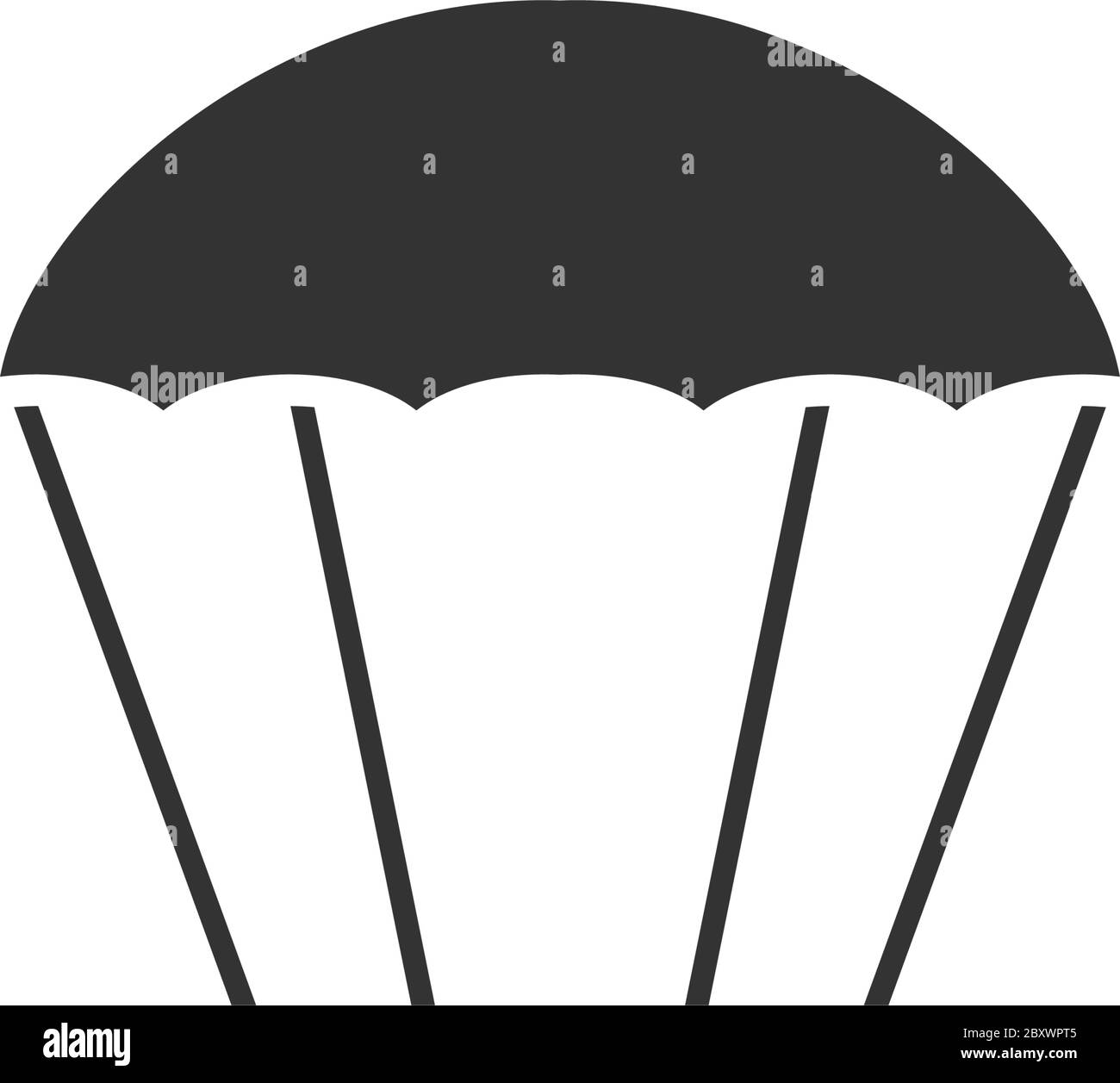 Paracadute. Icona nera piatta su sfondo bianco Illustrazione Vettoriale