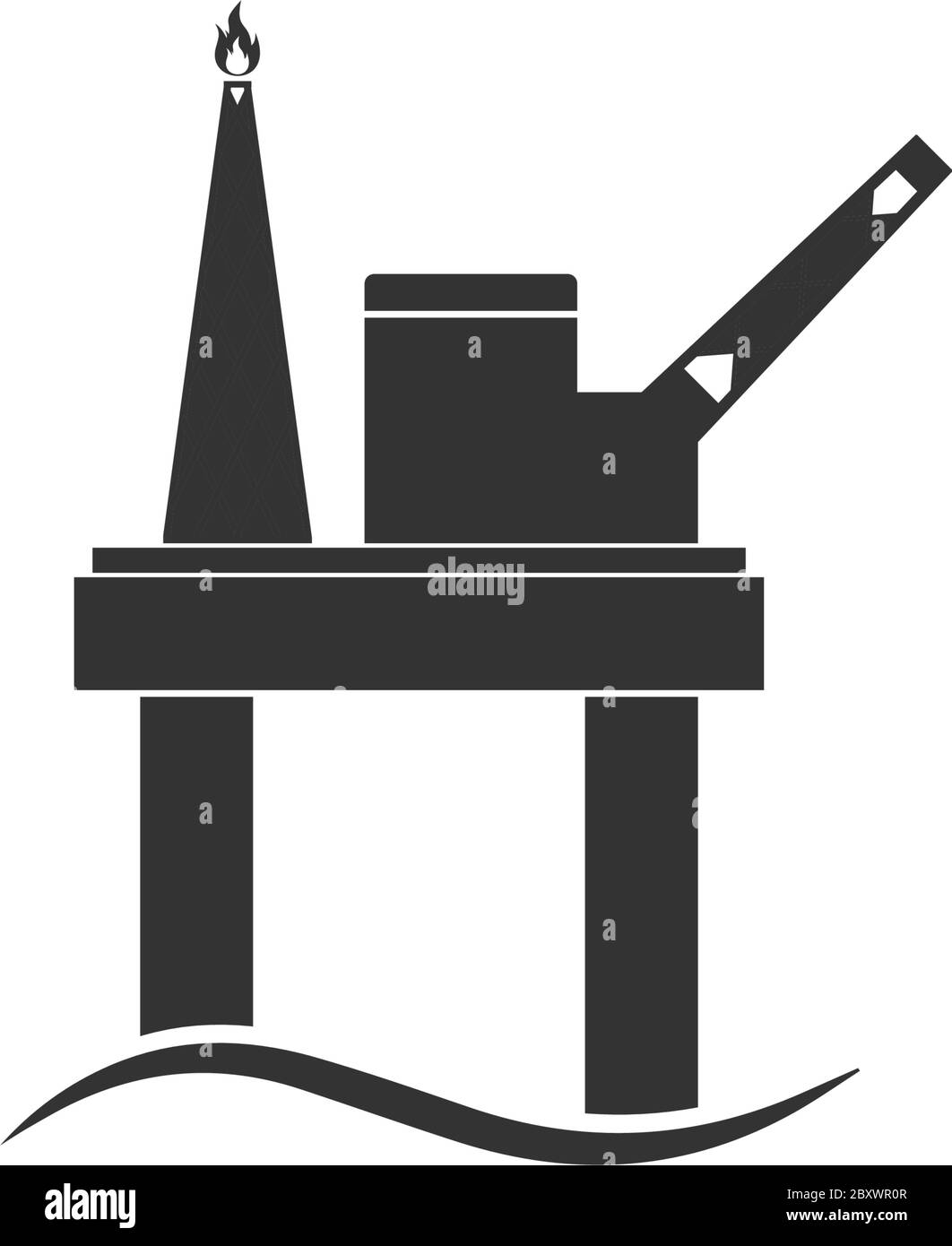 Piattaforma olio. Icona nera piatta su sfondo bianco Illustrazione Vettoriale