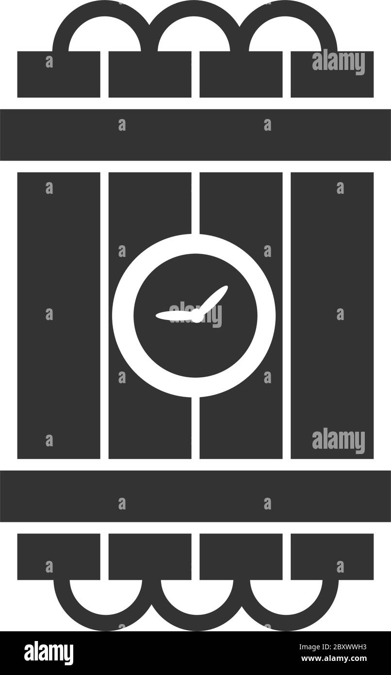 Dinamite bomba esplosione violenza detonare dinamite bomba. Icona nera piatta su sfondo bianco Illustrazione Vettoriale