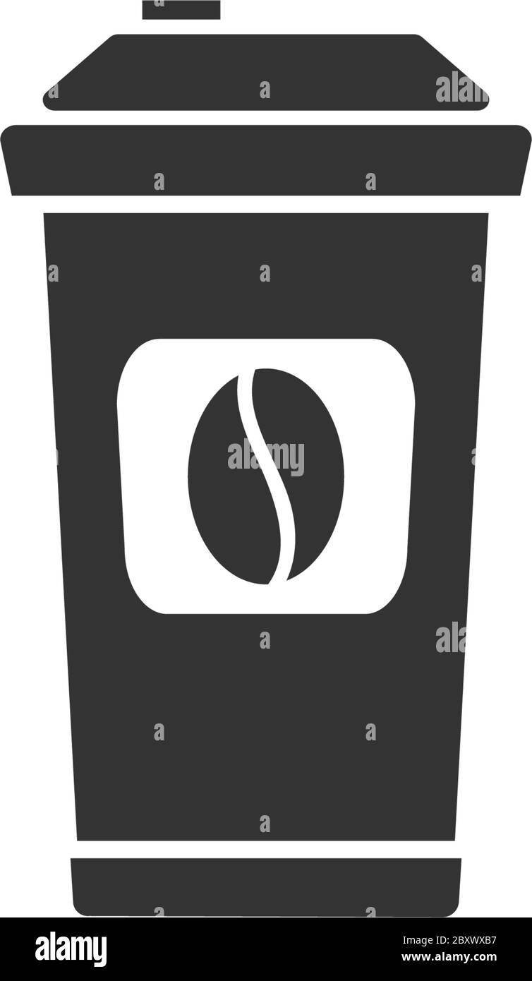 Caffè in movimento. Icona nera piatta su sfondo bianco Illustrazione Vettoriale