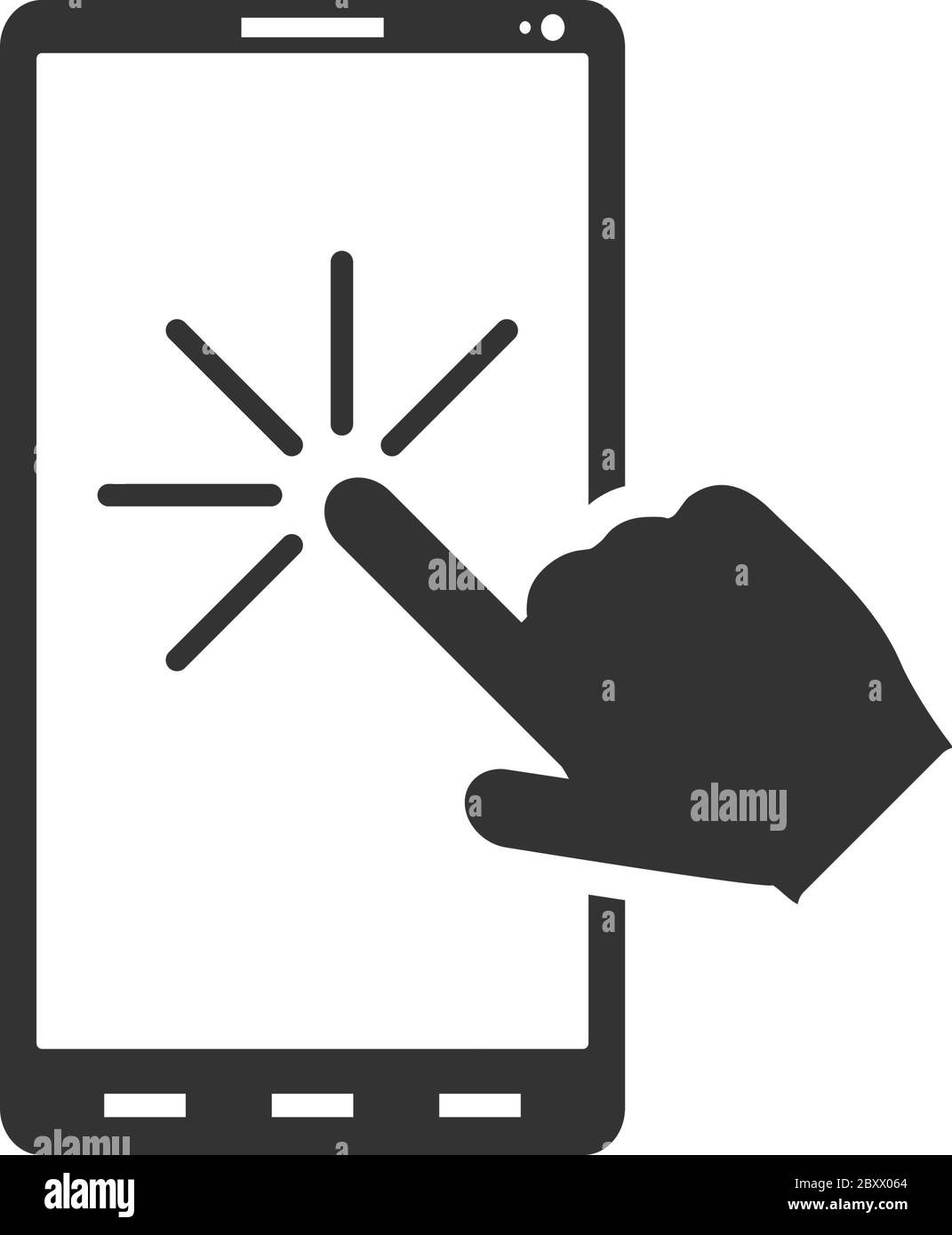 Schermo a sfioramento. Icona nera piatta su sfondo bianco Illustrazione Vettoriale