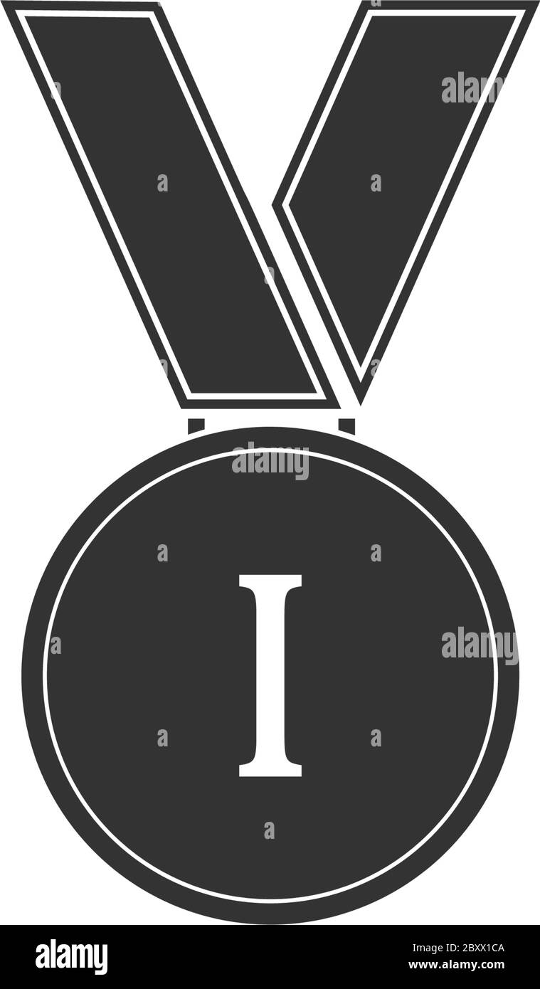 Medaglia. Icona nera piatta su sfondo bianco Illustrazione Vettoriale