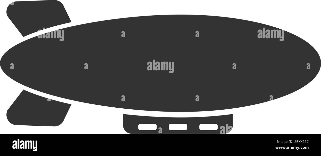Nave zeppelin. Icona nera piatta su sfondo bianco Illustrazione Vettoriale